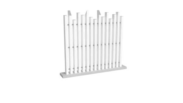 clôture sans poteaux en pvc blanc ajourée coupe irrégulière biseautée