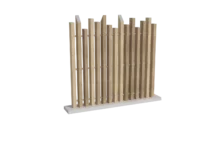 clôture sans poteaux en pvc bois cérusé ajourée coupe irrégulière biseautée