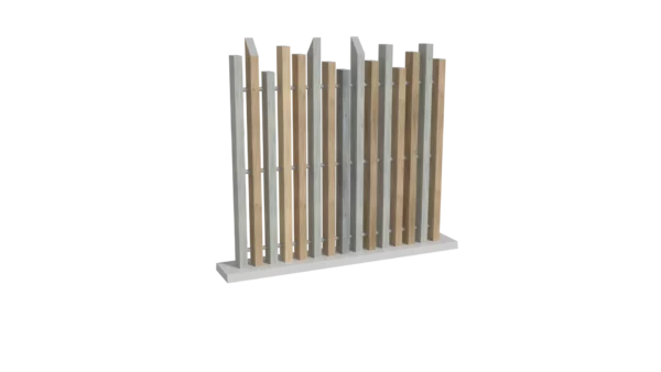 clôture sans poteaux en pvc multicolore ajourée coupe irrégulière biseautée