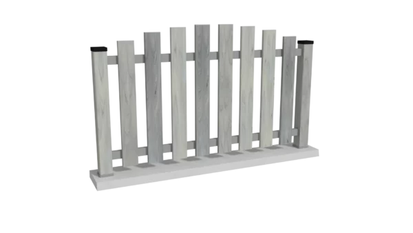 clôture en pvc gris cérusé ajourée coupe creusée