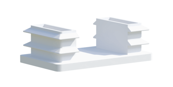 Bouchon plat en pehd blanc pour lame pvc gris de 50 mm de large et 30 mm de hauteur idéale pour rénovation de clôture et portail