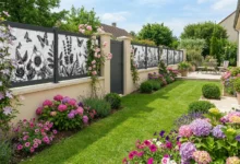 Clôture brise vue avec impression personnalisable sur muret