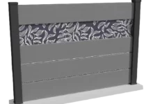 cloture-composite-ajouree-gris-impression-feuillage-aveiro