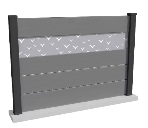 cloture-composite-ajouree-gris-impression-oiseaux-aveiro