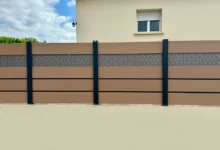 cloture-composite-brise-vue-beige-impression-hexagone-renovation-insert-barcelos