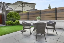 cloture-composite-brise-vue-beige-impression-hexagone-renovation-insert-barcelos