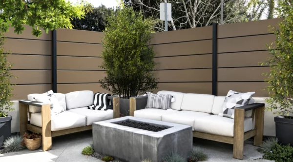 cloture-composite-brise-vue-beige-insert-aluminium-terrasse-faro