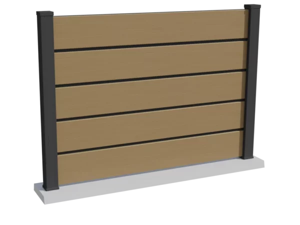 cloture-composite-brise-vue-beige-poteau-aluminium-insert-aluminium-faro