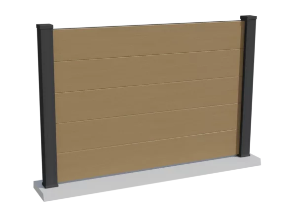 cloture-composite-brise-vue-beige-poteau-gris-anthracite-porto