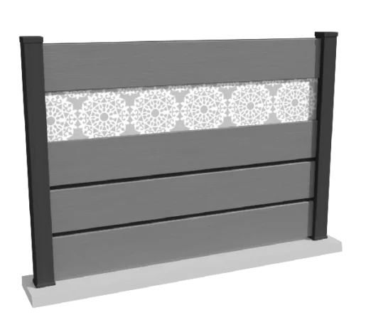 cloture-composite-brise-vue-gris-impression-arabesque-insert-barcelos