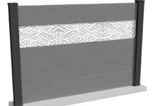 cloture-composite-brise-vue-gris-impression-feuillage-corvo