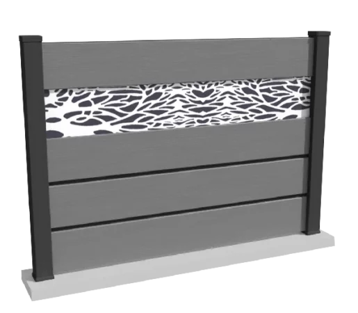 cloture-composite-brise-vue-gris-impression-insert-branche-arbre-barcelos