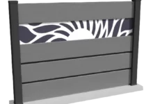 cloture-composite-brise-vue-gris-impression-soleil-insert-barcelos