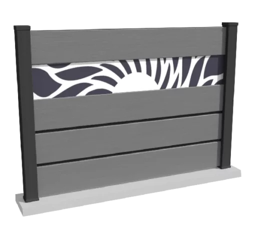 cloture-composite-brise-vue-gris-impression-soleil-insert-barcelos