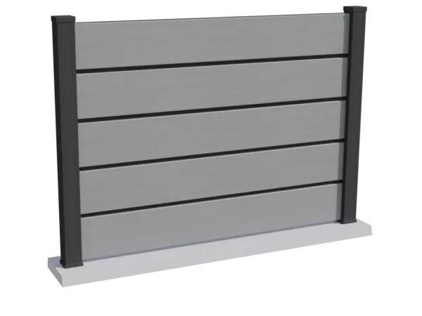 cloture-composite-brise-vue-gris-poteau-aluminium-insert-aluminium-faro