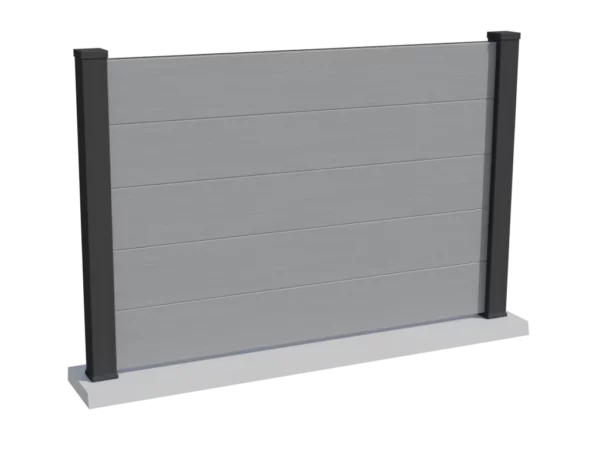 cloture-composite-brise-vue-gris-poteau-gris-anthracite-porto