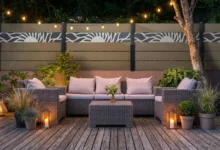 clôture beige posée sur un muret de nuit dans un style guinguette