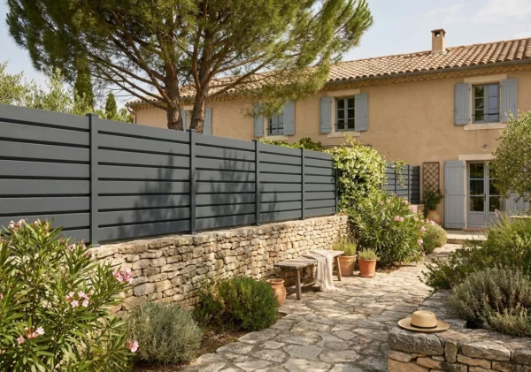 clôture séparative entre deux jardins au sein d’une propriété de style provençal