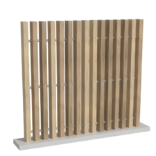 Clôture en pvc bois ajourée avec des lames verticales de 100 mm de large à la coupe droite