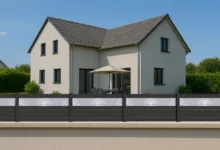 Clôture décorative PVC plaxé gris anthracite - Hématite