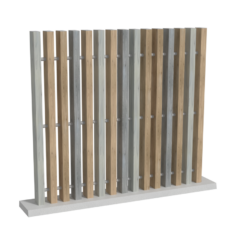 Clôture en pvc multicouleur ajourée avec des lames verticales de 100 mm de large à la coupe droite