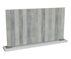 Clôture en pvc gris brise-vue traditionnelle avec des lames à la coupe droite