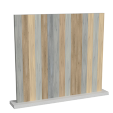 Clôture en pvc patchwork brise-vue au style palissade avec des lames verticales de 50 mm de large à la coupe droite