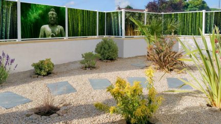 Clôture blanche Virtuose imprimée façon "Jardin zen"