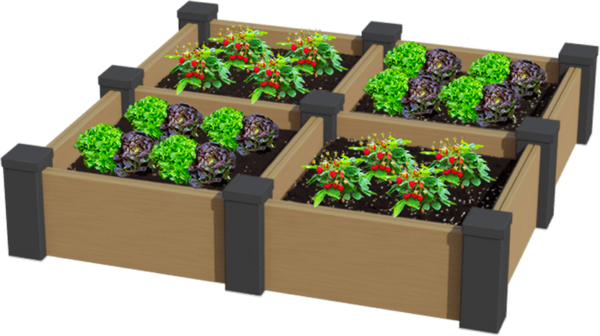 Mini carré potager 50x50 modulable en composite beige en forme carré idéal pour les petits espaces extérieurs