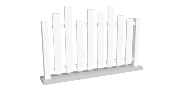 clôture en pvc blanc ajourée coupe irrégulière