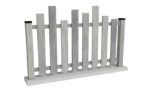 clôture en pvc gris cérusé ajourée coupe irrégulière