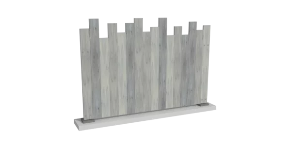 clôture brise vue en pvc gris cérusé coupe irrégulière