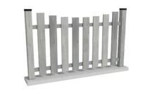 clôture en pvc gris cérusé ajourée coupe creusée