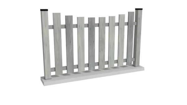 clôture en pvc gris cérusé ajourée coupe creusée