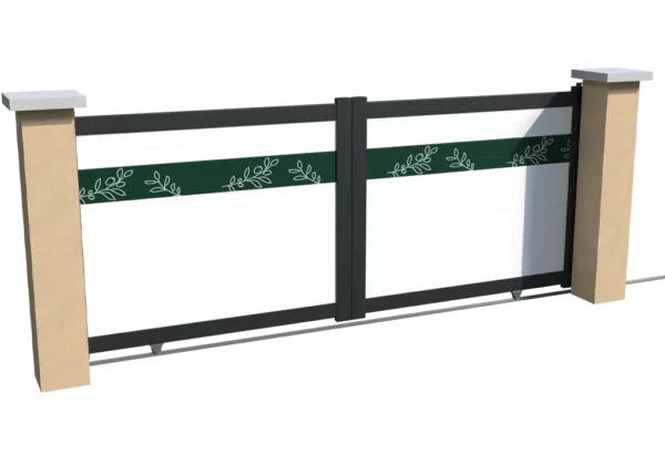 portail-aluminium-coulissant-blanc-brise-impression-olivier-vert-heracles