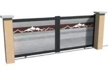 portail-aluminium-coulissant-gris-brise-impression-montagne-marron-heracles