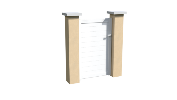 Portillon en aluminium blanc brise-vue parfaitement occultant avec des lames horizontales