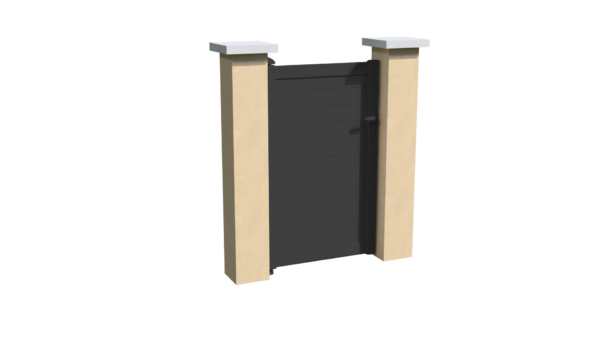 Portillon en aluminium gris anthracite brise-vue parfaitement occultant avec des lames horizontales