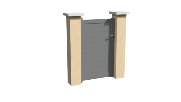 Portillon en aluminium gris brise-vue parfaitement occultant avec des lames horizontales
