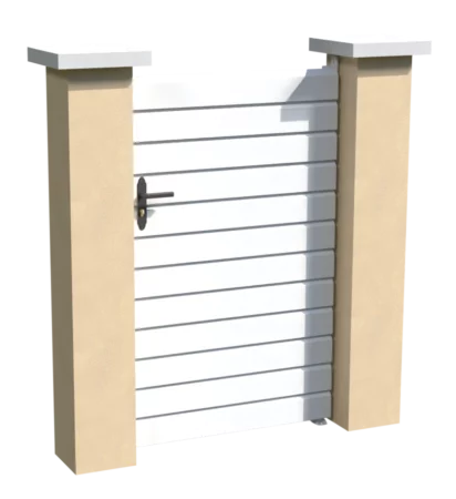 Portillon en pvc blanc brise-vue au style persienne avec des lames biseautées