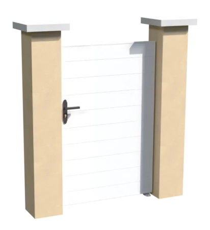 Portillon en pvc blanc brise-vue parfaitement occultant avec des lames imbriquées les unes aux autres