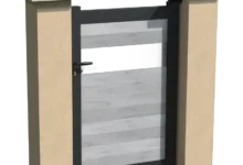 portillon-cadre-aluminium-brise-vue-pvc-gris-personnalisable-heracles