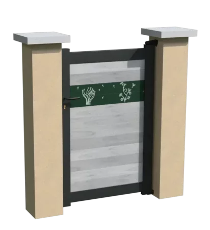 portillon-cadre-aluminium-brise-vue-pvc-gris-personnalisable-heracles-impression-herbaces
