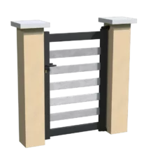 Portillon en aluminium ajouré avec un espacement de 100 mm entre chaque lames pvc horizontales grises