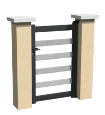 Portillon en aluminium ajouré avec un espacement de 150 mm entre chaque lames pvc horizontales grises
