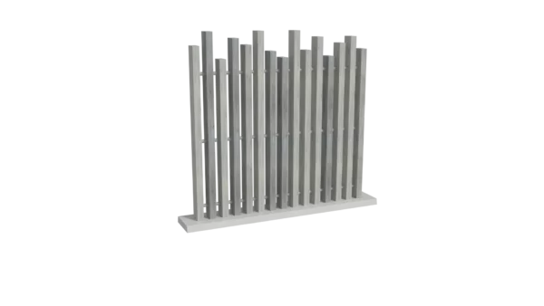 clôture sans poteaux en pvc gris cérusé ajourée coupe irrégulière