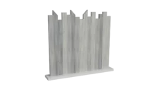 Clôture brise vue en PVC gris cérusé coupe irrégulière biseautée