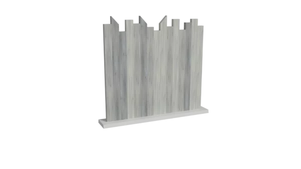 Clôture brise vue en PVC gris cérusé coupe irrégulière biseautée