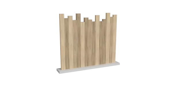 Clôture brise vue en PVC bois cérusé avec coupe irrégulière