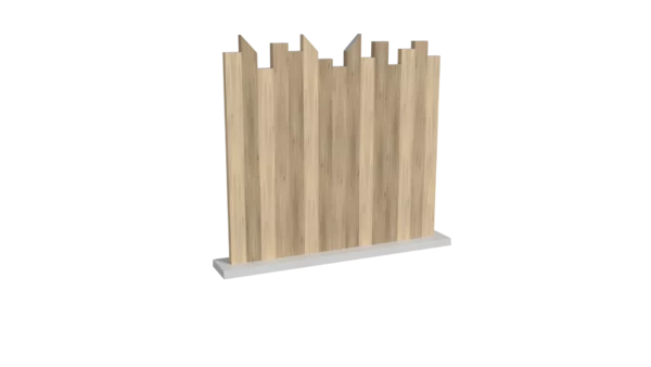 Clôture brise vue en PVC bois cérusé coupe irrégulière biseautée